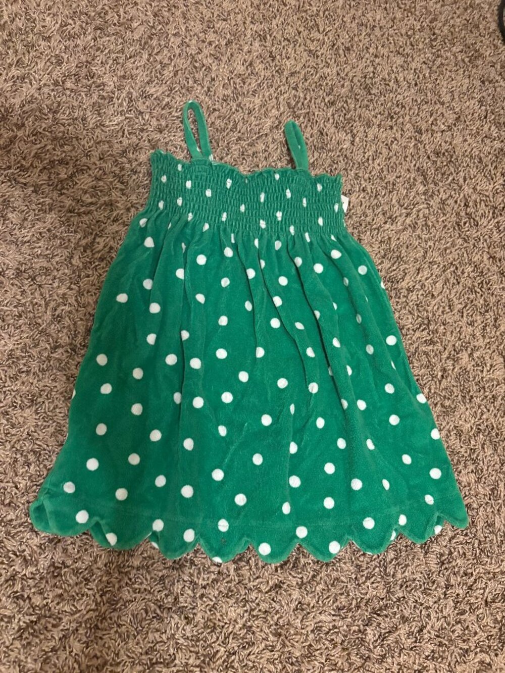 Hanna Andersson Terry Cover-Up Becomes A Skirt 100 CM 4 Tall Grass Polka Dots